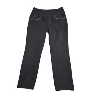 Belle‎ by Kim Gravel Pull On Capri Jeans Women's 10 Petite Black Stretch Cropped